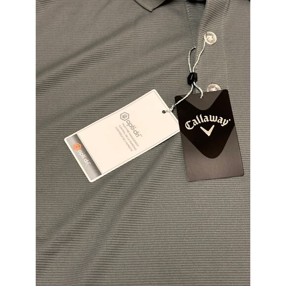 Callaway Opt Dri Grey Polo shirt Mens Size Large Activewear Custom Logo NWT - Picture 3 of 8
